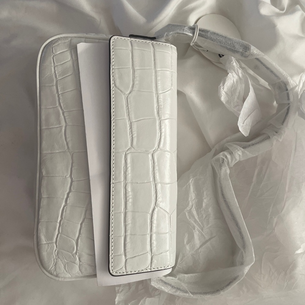 STAUD Tommy Fauxcroc White Leather Bag, NWT